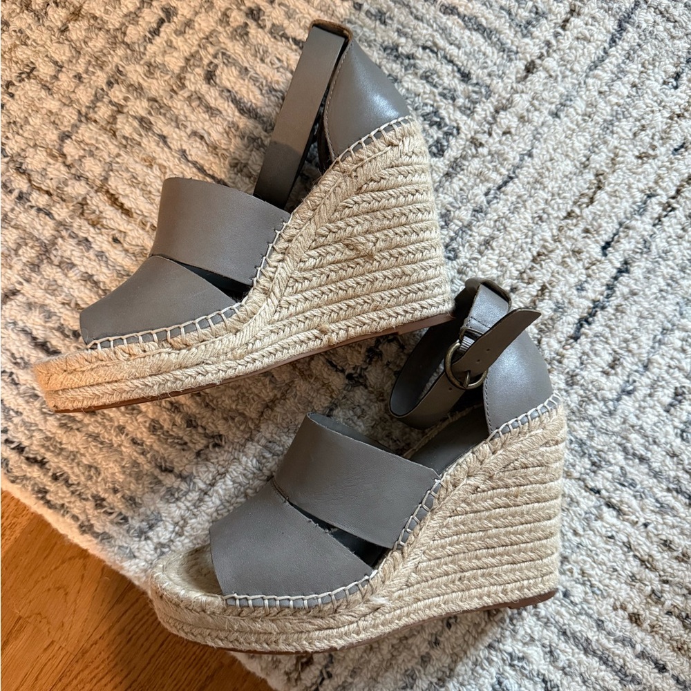 Gray Wedge Sandals